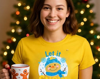 Camiseta de muñeco de nieve imprimible / Diseño navideño "Let It Snow" (Descarga digital)