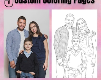 5 personalisierte Foto Malseiten, benutzerdefiniertes Portrait (Digitaler Download)