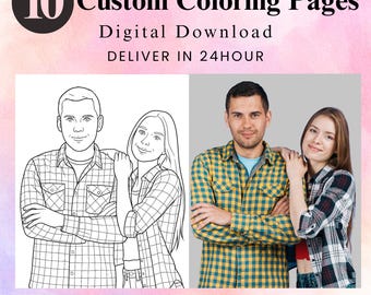 Benutzerdefinierte Foto Malvorlagen, personalisierte Portrait Geschenk (Digitaler Download)