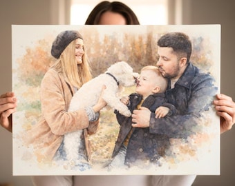 Personalisiertes Aquarell Portrait vom Foto, personalisiertes Geschenk