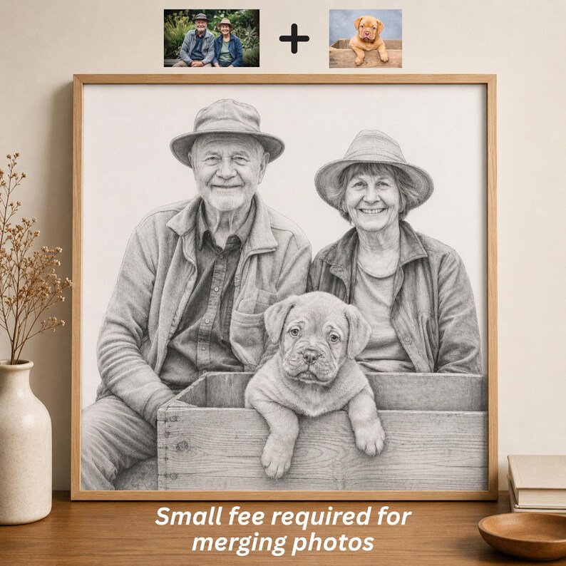 Maßgeschneiderte Bleistift-Skizze Portrait vom Foto, handgezeichnete Wandkunst (Digitaler Download) Bild 5