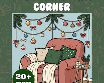 Rincones navideños acogedores para colorear: 20 hojas en PDF para unas vacaciones relajantes y divertidas