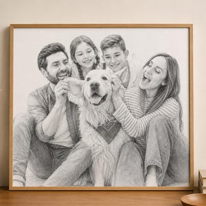 Maßgeschneiderte Bleistift-Skizze Portrait vom Foto, handgezeichnete Wandkunst (Digitaler Download) Bild 8