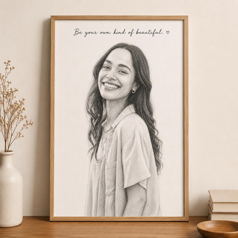 Maßgeschneiderte Bleistift-Skizze Portrait vom Foto, handgezeichnete Wandkunst (Digitaler Download) Bild 7