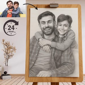 Custom Pencil Sketch Portrait From Photo, Hand-Drawn Wall Art (Digital Download)