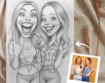 Personalisierte Karikatur Porträt: Benutzerdefinierte Skizze vom Foto (Digital)