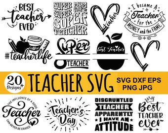 Teacher Svg Bundle, Back to School Svg, Teacher Quote Svg, Teacher Bundle Svg, School Svg, Teacher Life Svg - Printable, Cricut & Silhouette