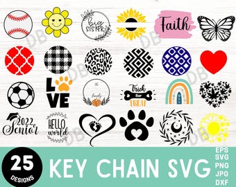 Keychain SVG Bundle, Keychain SVG, Round Keychain svg, Circle Patterns Svg, KeyRing Pattern, Key Ring svg, Round Pattern, Keychain Pattern.