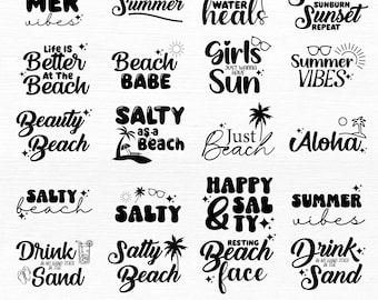 Summer SVG Bundle: Beach Quotes, Vacation Cut Files (Digital Download)
