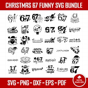Jul SVG roligt citat, jul 67 SVG-paket, roliga 67 designer, sextio sju jultomten och skelett SVG, söta juldesigner paket.