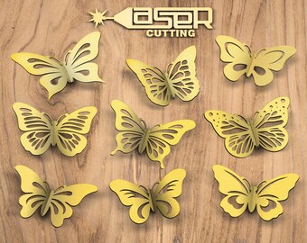 Ensemble papillon 3D SVG : modèle de découpe, fichier découpé au laser (téléchargement numérique)