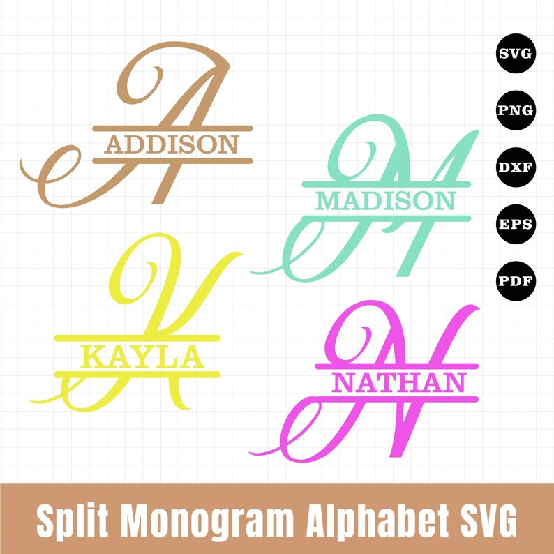 Split Monogram SVG, Custom Monogram, Personalized SVG, Name Monogram ...