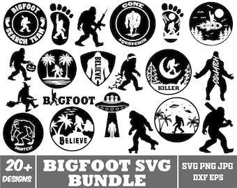 ビッグフット SVG バンドル、ビッグフット サスカッチ SVG、ビッグフット クリップアート、ビッグフット シルエット、ビッグフット PNG ベクター、ビッグフット カット ファイル、回路用ビッグフット。