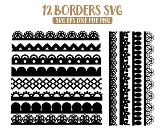 Paquete SVG con borde de encaje: Marcos de invitación elegantes (descarga digital)