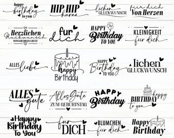 German Happy Birthday Plotter File Svg Png, Lettering Cricut Design Element Silhouette, Plotting Bundle, Geburtstag Plotter Happy Birthday.