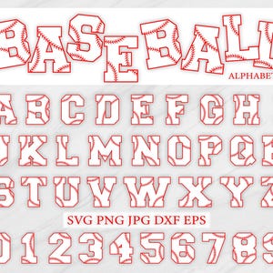 Baseball Font Svg, Baseball Team Svg, Baseball Mom Svg, Softball Svg, College Alphabet, Varsity Letters, Silhouette, Cut File Cricut, Png.