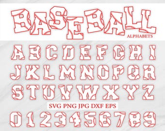 Baseball Font Svg, Baseball Team Svg, Baseball Mom Svg, Softball Svg, College Alphabet, Varsity Letters, Silhouette, Cut File Cricut, Png.