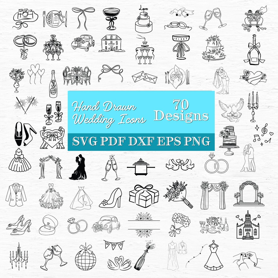 Hand Drawn Wedding Icons, SVG Clipart (digital Download) Wedding ...