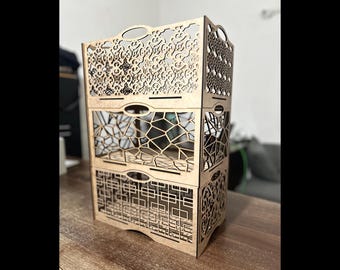 Stackable Wooden Storage Box SVG, Wood Organizer, Desk Storage, Craft Storage, Storage Drawer, Laser Cut Design, Home Organizer.