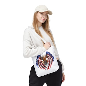 Patriotic Eagle Tote Bag - All-Over Print, American Pride, Eco-Friendly, Perfect for Gifts, Shopping & Travel