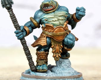 Kleriker Selachian Miniatur | D&D Minis | Rollenspiel | Fantasiespiel | Rollenspiel | Tischplatte | Abbildung | Kunstharz | 3D Gedruckt | Urran Muschelpiercer