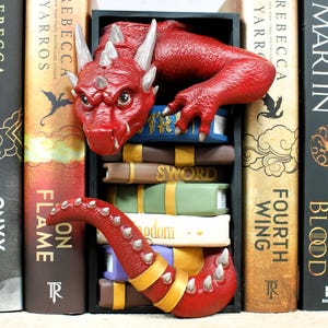 Rincón de libros de bebé dragón / Rincón de libros de fantasía / Amantes de los libros / Regalos para ratones de biblioteca / Apasionado de los libros / Impresión 3D / Fanáticos de la fantasía / Inserto de estantería
