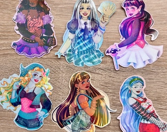 Sticker - Frankie, Draculaura, Clawdeen, Cleo, Lagoona & Ghoulia (Separately or Full set)