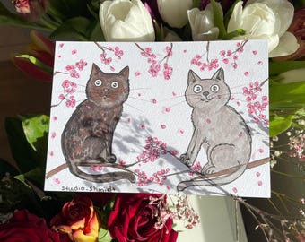 Husdjur från foto – Original A6-teckning + kylskåpsmagnet (6–7 cm) | handgjort | personligt