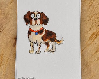 Vykortsset med 3 A6 – Rolig hundillustration | Utskrivet från ett handritat original (skanning) | 300 g/m² - Set med 3, Set med 5, Set med 10