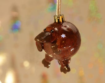 Set med 5 julgranskulor gjorda av polymerlera – | handgjorda | valfri design (vänligen specificera i förväg) | presentförpackning