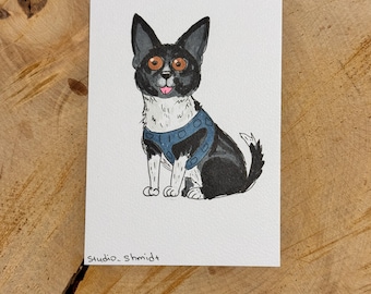 Originalt husdjursporträtt från foto – teckning med alkoholpenna | A6 | handgjort | personlig present