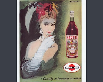 Impresión Art Déco de Martini Vintage – Ilustración de los años 50 – Decoración de Bar