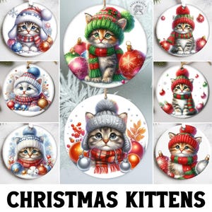 20+ Christmas Animal Ornament Designs, Christmas Kittens Sublimation Designs, Christmas Cat Ornament Bundle Png, Commercial Use