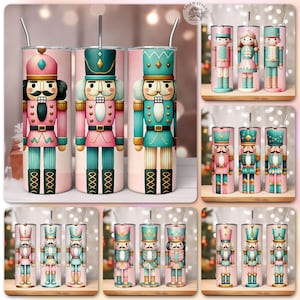 20+ gobelets paquet casse-noisettes de Noël, emballage de gobelet casse-noisette pastel, gobelet skinny 20 oz PNG, sublimation PNG de Noël rose, usage commercial