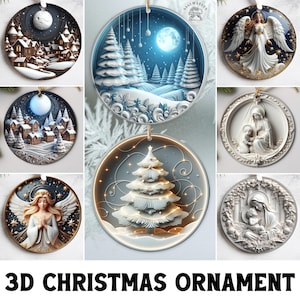 20+ Stylish 3D Effect Ornament Designs, 3D Christmas Sublimation Designs, Christmas Decoration Ornament Bundle Png, Commercial Use