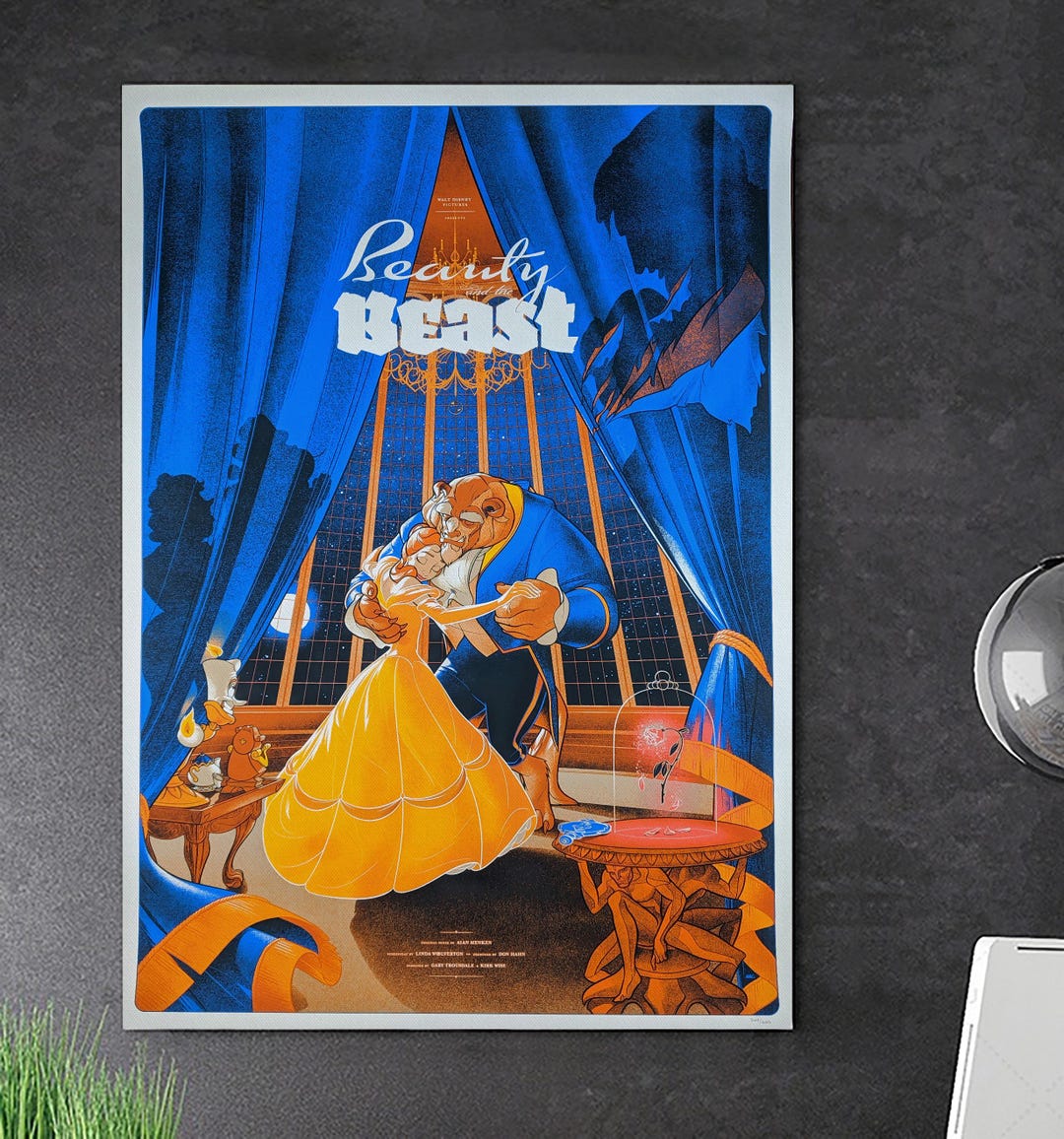 Beauty and the Beast Wall Art Posters, Fairytale Love Story Canvas ...