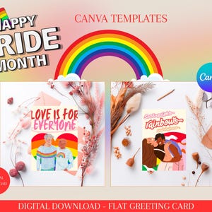 Pride Month-wenskaart Afdrukbare Pride Month-kaart Happy Pride Month-sjabloon LGBTQIA-bewerkbare sjabloon Aanpasbare Canva-sjabloon