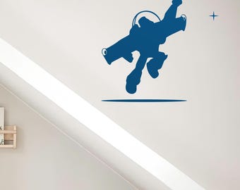 Toy Story inspired Wall Decal for kids: Buzz flying away to Infinity with stars