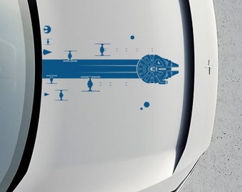 Star Wars Car Decal - Falcon car decal - Millenium Falcon decal - Falcon chased by Tie fighters decal - Tie car decal - Falcon car sticker