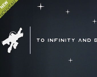 Vinilo decorativo de pared de Buzz Lightyear "Hasta el infinito": decoración infantil inspirada en Toy Story.