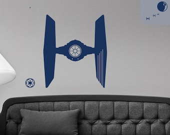 Star Wars WALL DECAL : TIE Fighter decal. Empire ship. With galaxy stars, Empire emblem. Death Star, Vinyl, sticker. The Force awakens