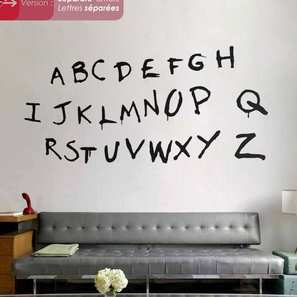Sticker Stranger Things - Alphabet écrit à la main : Alphabet séries TV. Sticker Alphabet sur mur - Version lettres par lettres / V2