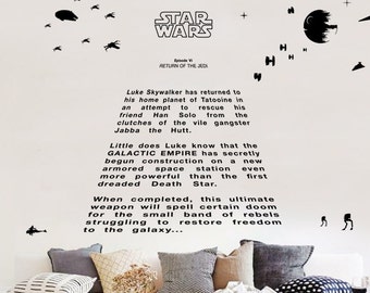 Star Wars Decal "Return of the Jedi" Full Crawl quote : 'A long time ago in a galaxy far far away'. Kids decal, Episode 6 decor