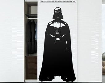 Star Wars WALL DECAL : Darth Vader silhouette standing in the dark side of your interior. With a quote. Decor, vinyl, sticker