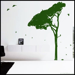 ARBRE STICKER MURAL : pin parasol  du Sud. Sticker décor. Sud de la France, vinyle adhésif, sticker chambre enfant