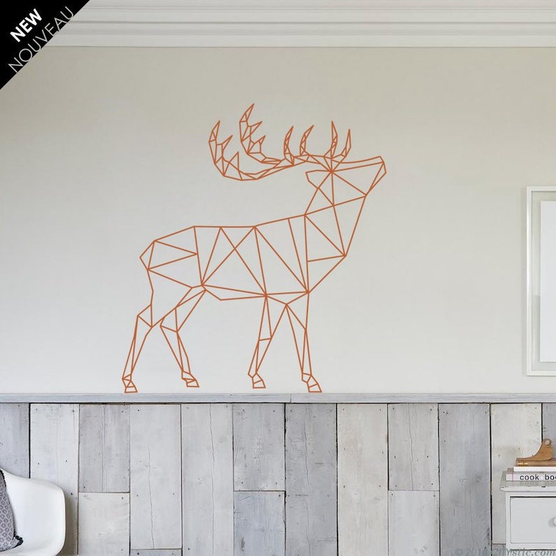 polygonal deer wall decal / deer decal / polygon deer / | etsy