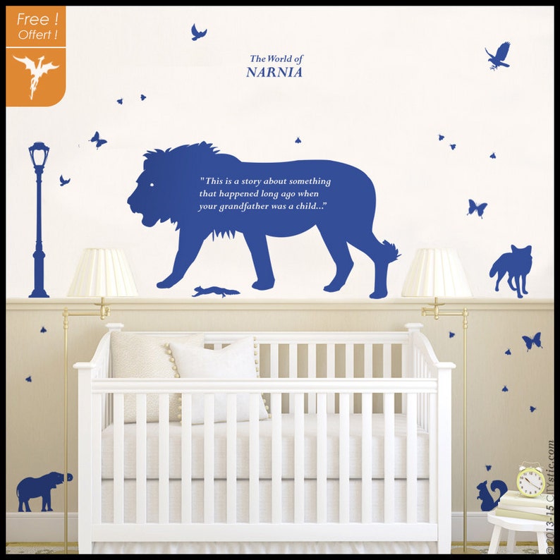 NARNIA WALL DECAL Aslan Lion With Lamp Post and Book's Etsy