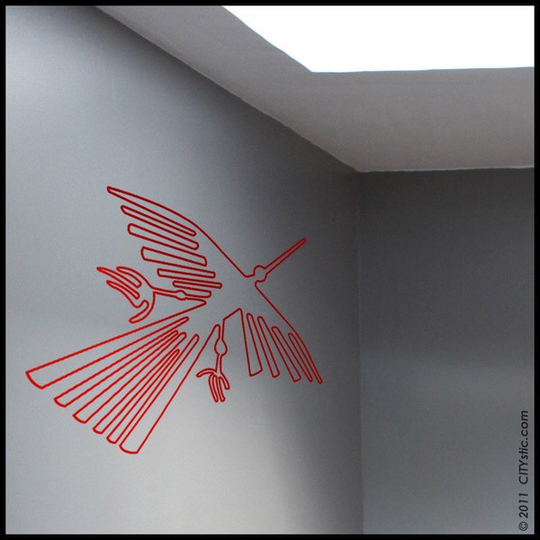 NAZCA  - STICKER MURAL : Le condor de Nazca au Pérou, vu du ciel, Indiana Jones, Lignes