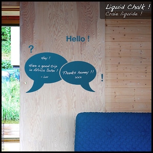 BUBBLE WALL DECAL : Speech Bubbles in Liquid chalk Pen Decal. Double bubble. Charcoal sticker