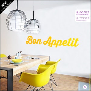 Bon Appetit Wall Decal : Good Appetite text decal, Kitchen decor, 3 fonts to choose, French quote sticker